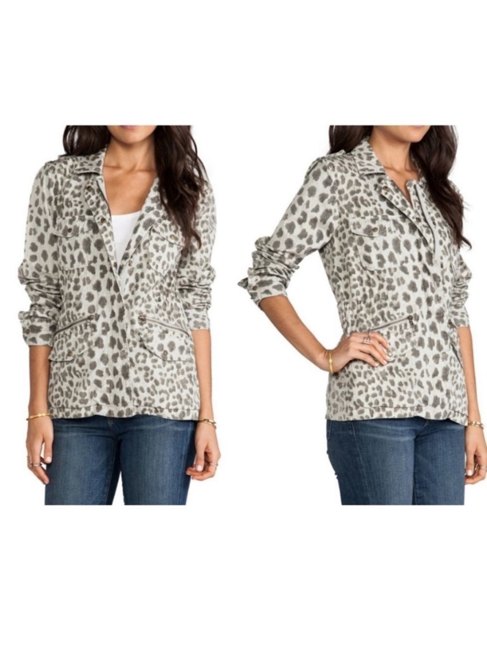 LILY ALDRIDGE x VELVET Aziya Leopard Army Jacket S